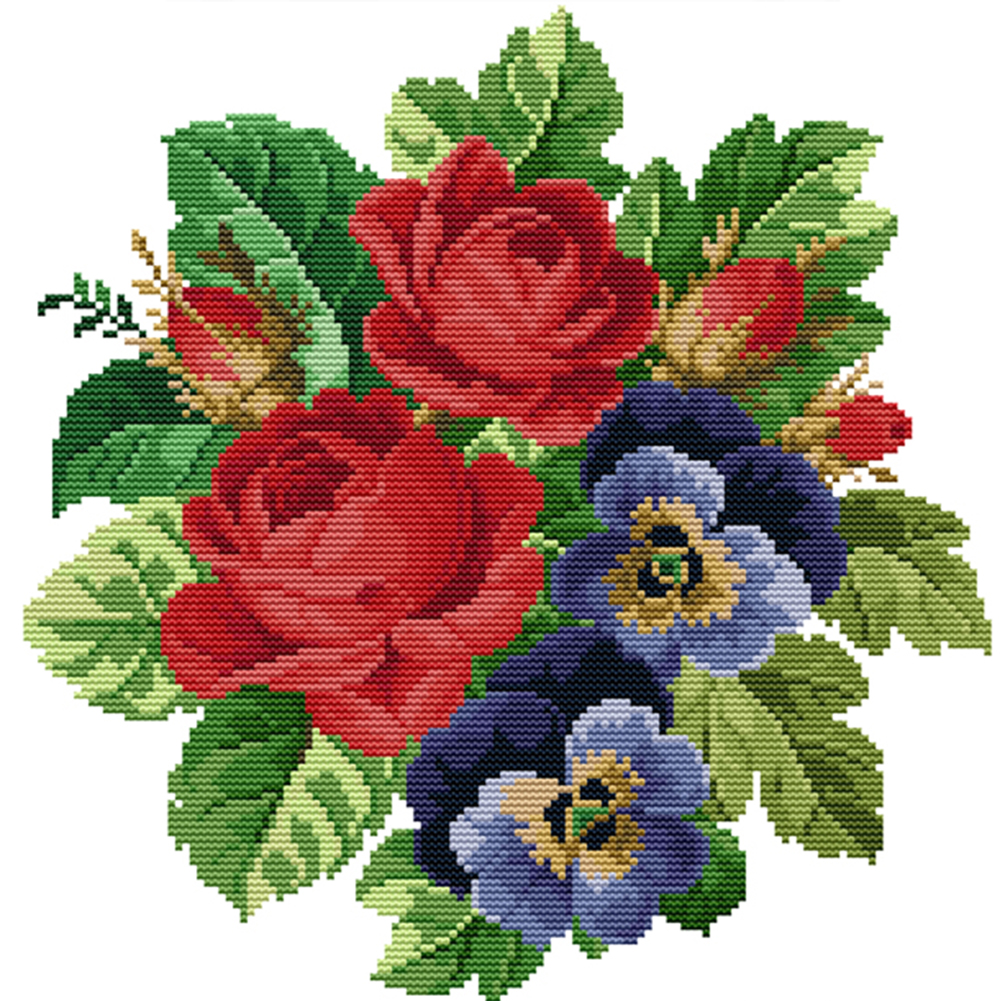 

Rose - 14CT Stamped Cross Stitch - 32*33CM, 501 Original