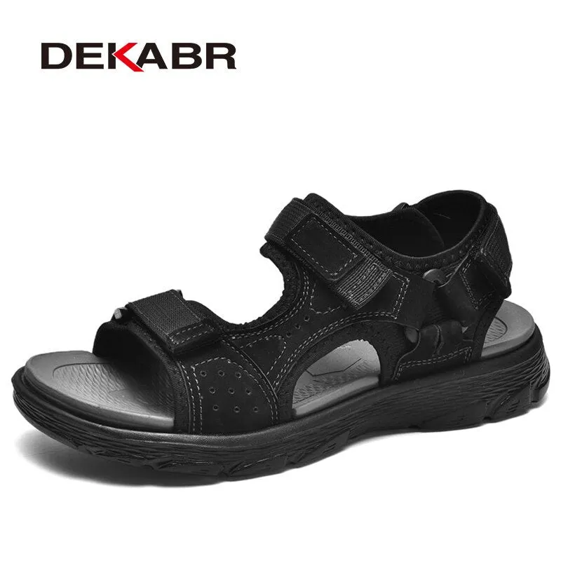 DEKABR Summer Sandals Men Lightweight Outdoor Beach Casual Shoes Genuine Leather Roman Walking Footwear Soft Slippers Sandalias