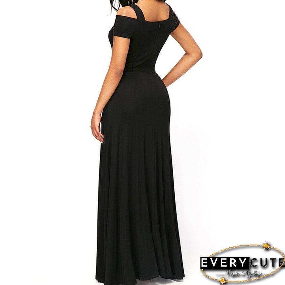 Womens Cold Shoulder V Neck Bodycon Prom Evening Club Maxi Long Dresses(3 Colors,S - 5XL)