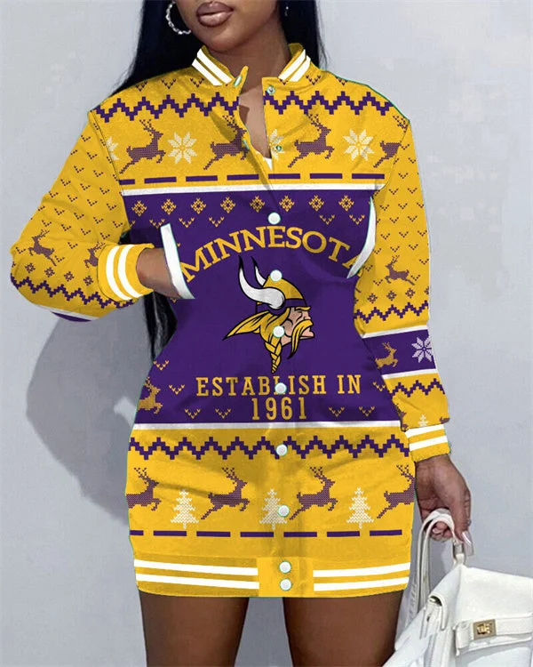 Minnesota Vikings
Limited Edition Button Down Long Sleeve Jacket Dress