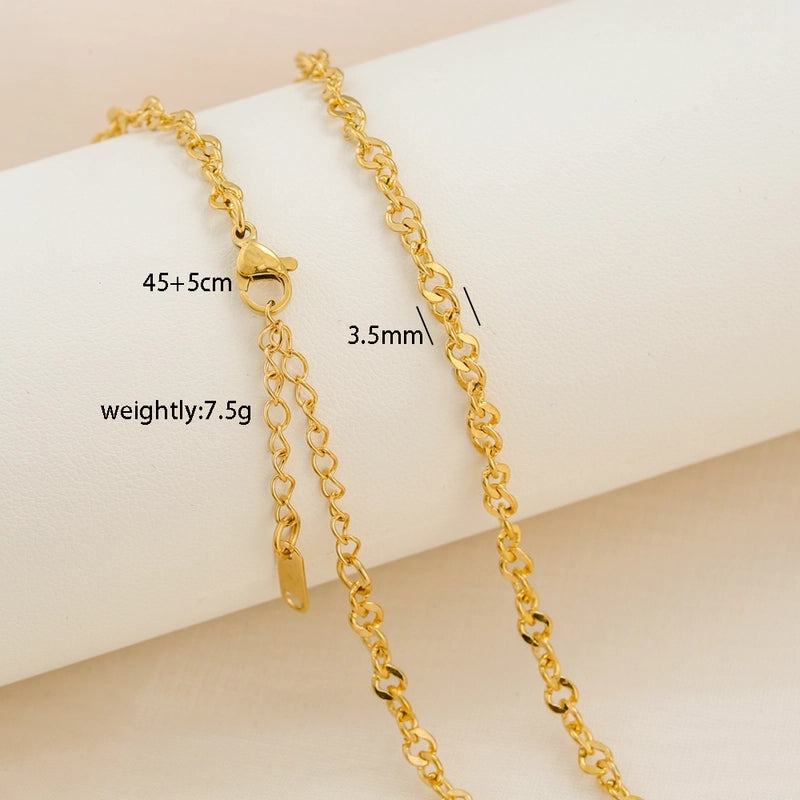 Basic Minimalist Solid Color 304 Stainless Steel 18K Gold Plated Necklace