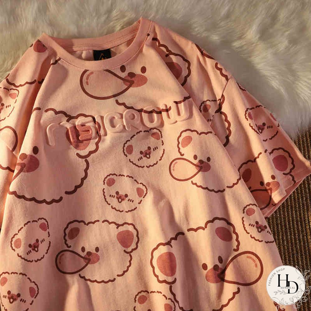 Unisex American Hiphop Bear Short Sleeve T-Shirt