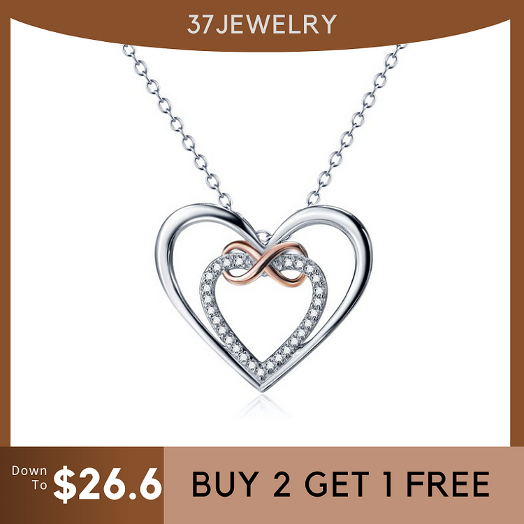 For Granddaughter - S925 Always Keep Me in Your Heart for You are Always in Mine Two hearts Infinity Necklace