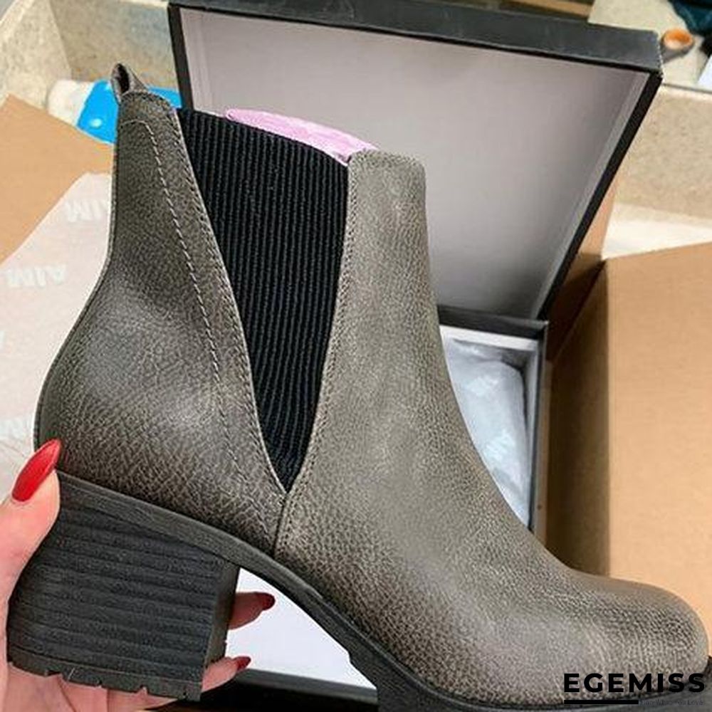 Fall Elastic Band Chunky Heel Pu Boots | EGEMISS