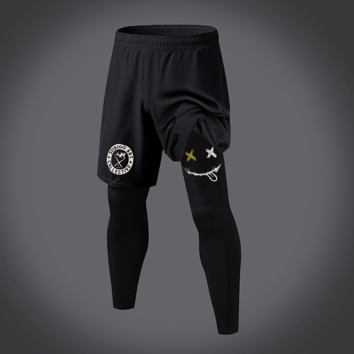 Funny Emoji Graphic Print 2 in 1 Gym Workout With Leggings
