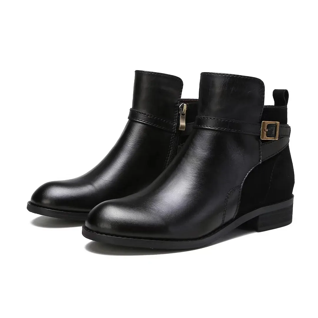 Breakj Women Boots 2022 Spring Genuine Female Short Boots Suede Women Booties British Zipper Retro Trend Women Naked Boots