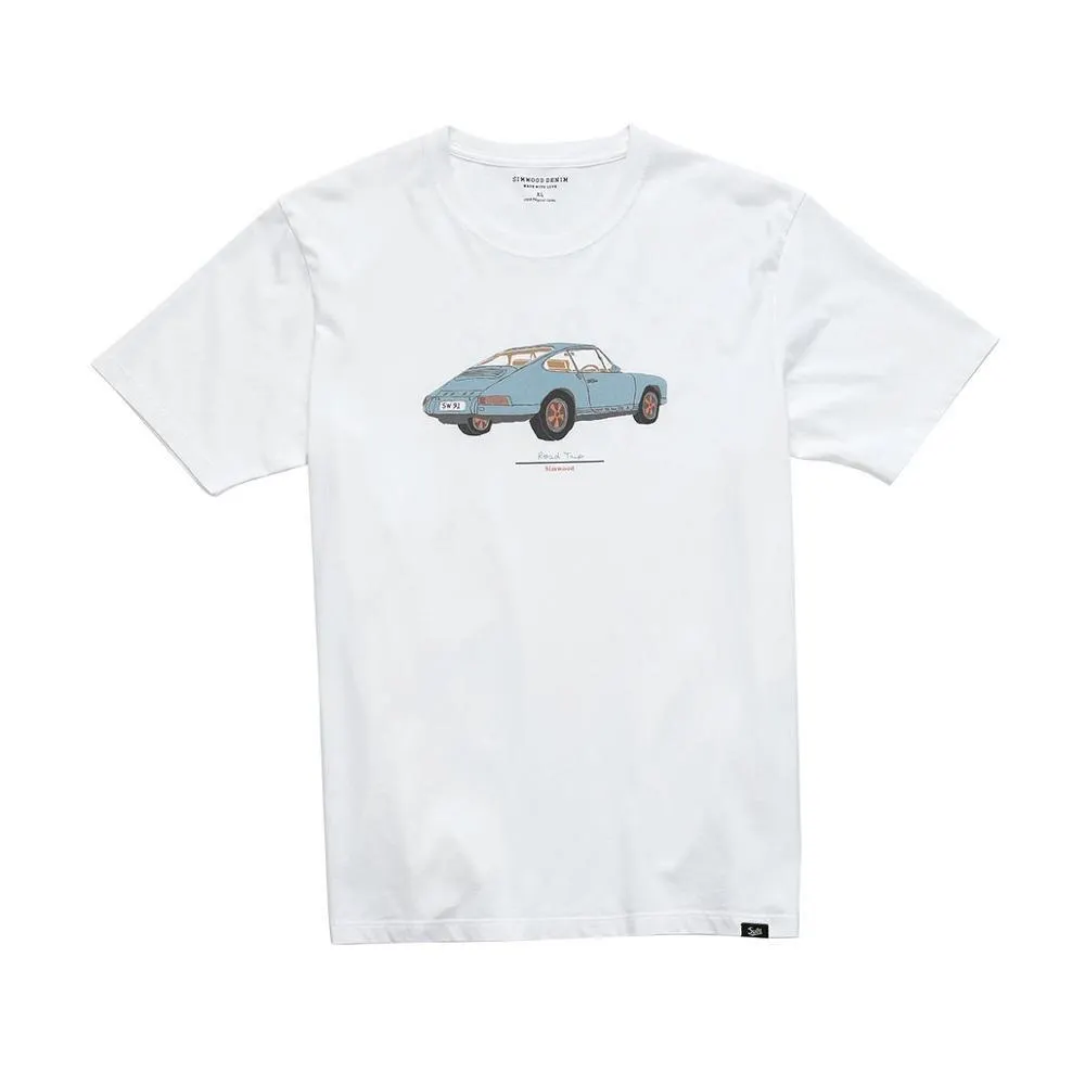 SIMWOOD 2021 Summer new  Cartoon Car Print T-shirt Men 100% Cotton Letter Back Short Sleeve T shirt Plus Size Top Tees SI980799