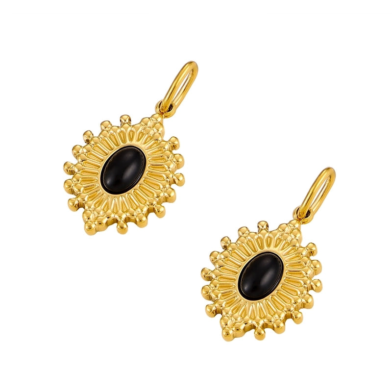 1 Piece 14 * 20mm 304 Stainless Steel Natural Stone Oval Pendant Jewelry Accessories