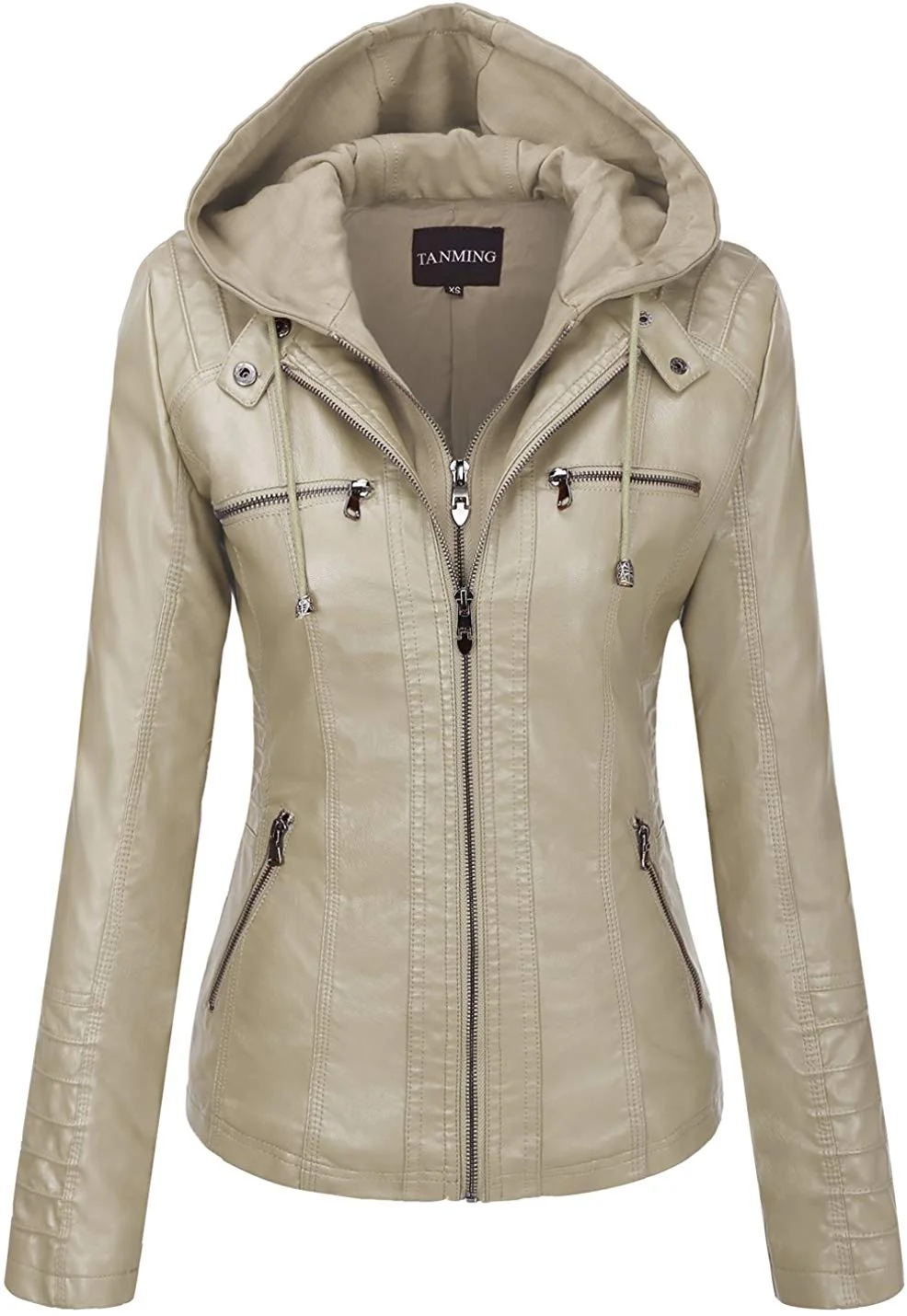 Women's Removable Hooded Faux Leather Jackets
