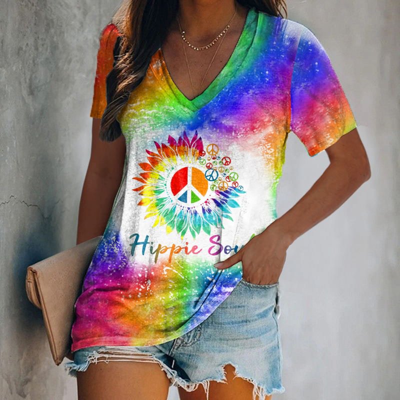 Peace Sign Hippie Soul Colored T-Shirt
