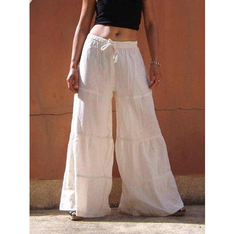 Casual Ruffle Loose Cotton-linen Pants