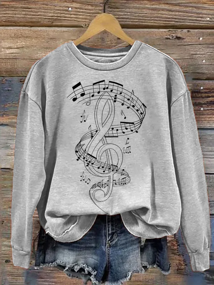 Comstylish Treble Clef Music Notes Sweatshirt