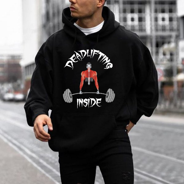 Men's Deadlifting Inside Hoodie