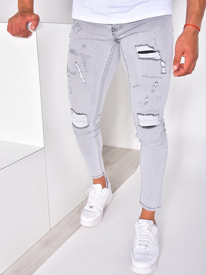 Men Ripped Washed Jeans