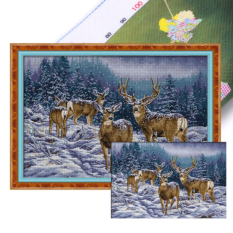 Cross stitch bookmark kit Deer and Moon