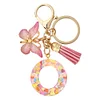 DIY Pink Tassel Ring Letter Butterfly Keychain