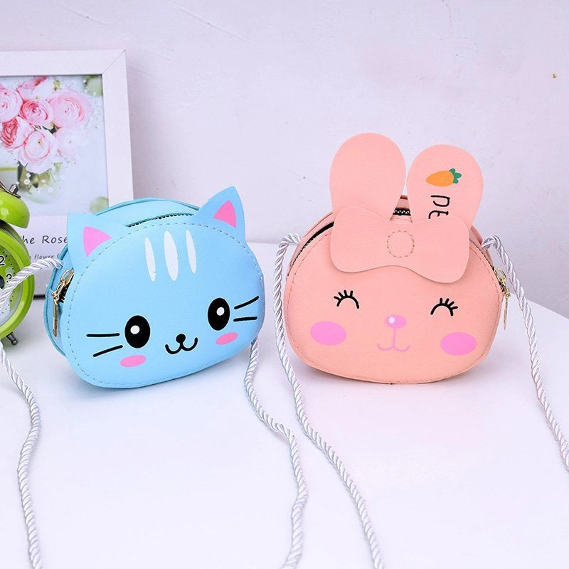 Kid’S Small Pu Leather Animal Elegant Streetwear Square Zipper Shoulder Bag Coin Purse