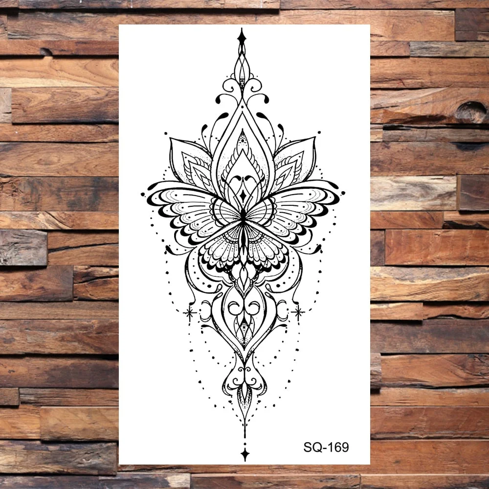 Crown Temporary Tattoos For Women Men Realistic Cross Sword Angel Wings Thorns Fake Tattoo Sticker Body Waterproof Tatoos Black