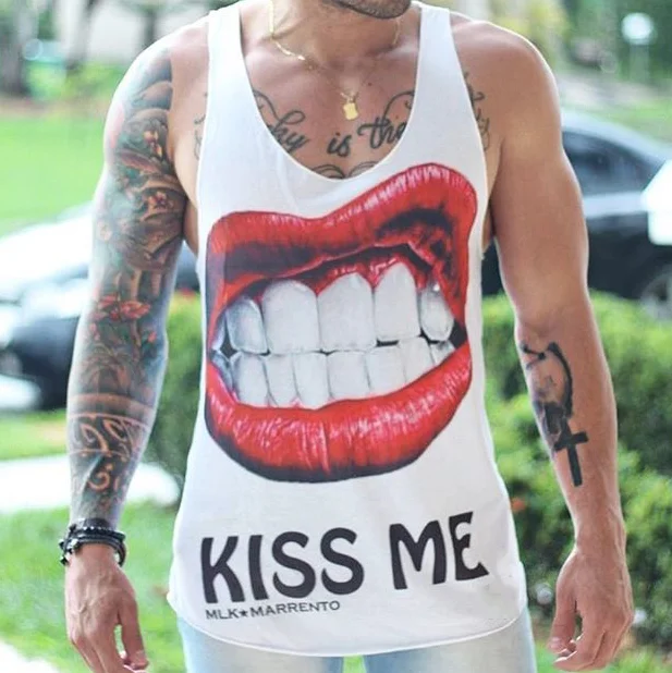 Kiss me casual print vest / [viawink] /