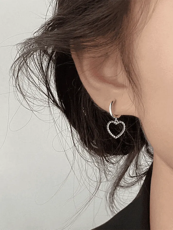 Brownm Irregular Heart Pendant Hoop Earring