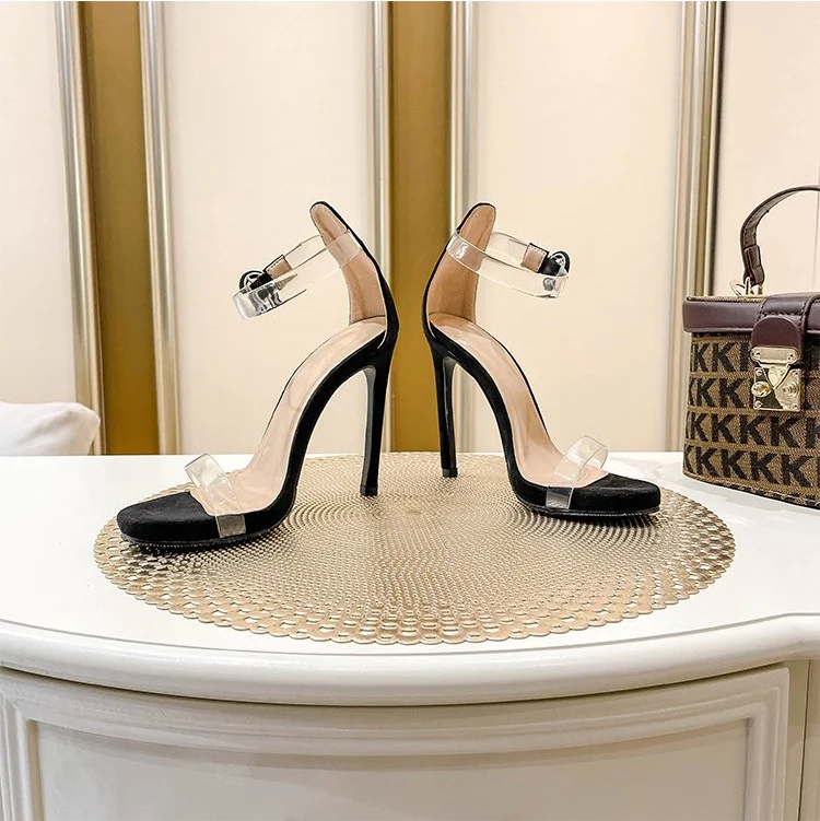 Tanguoant Tanguoant Summer New Sexy Transparent Open Toe Buckle Sandal Women's Web Celebrity Show Fashion High Heels
