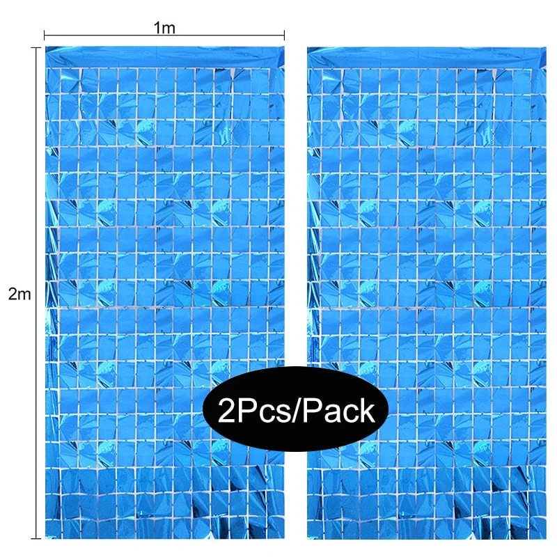 2Pack Party Backdrop Metallic Foil Fringe Tinsel Curtain Adult Kids Birthday Party Wedding Decoration Baby Shower Favor Supplies