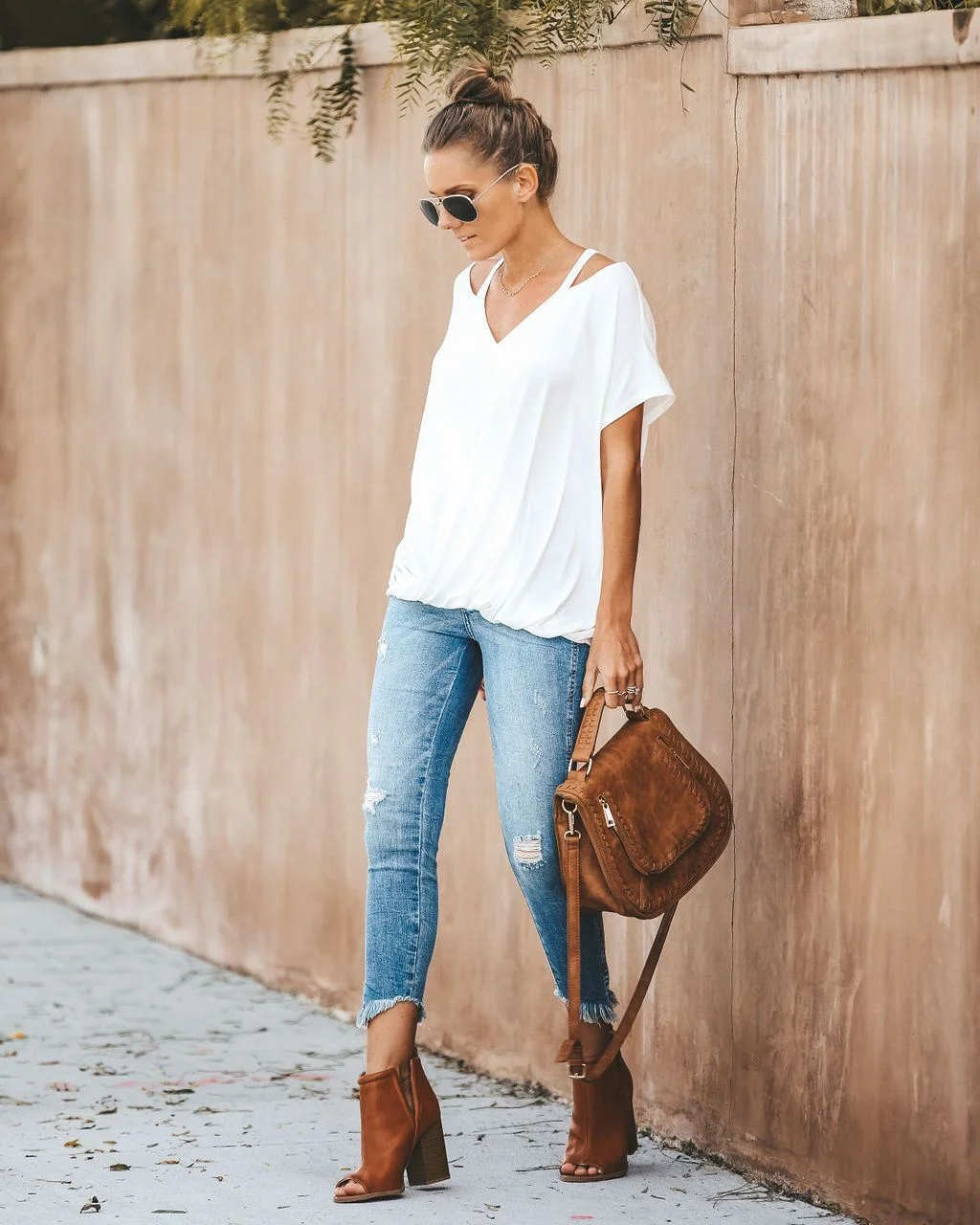 Halter Loose Solid Color T-shirt