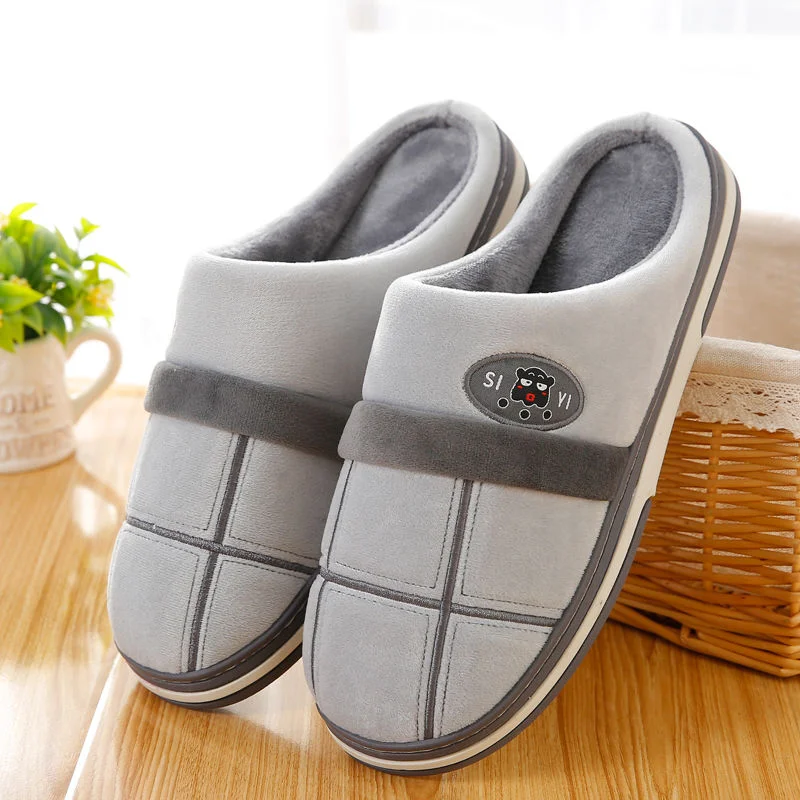 Plus Size 48 49 50 Mens Indoor Plush Fuzzy Slippers Anti-odor Fur Slides Men Home Shoes Winter Slippers Male Warm Bedroom Shoes