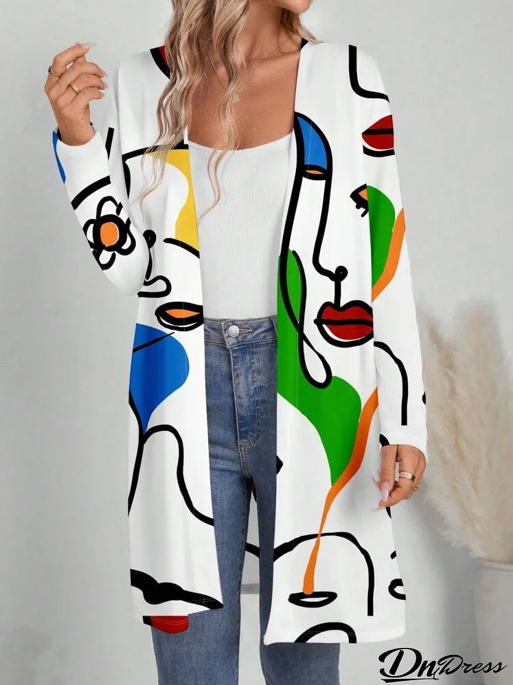 Women's Casual Simple Full-Print Jacket, Suitable For Fall/Winter