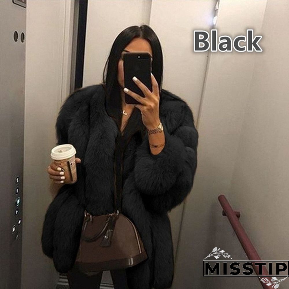 Women Winter Top Fashion Faux Fur Coat Elegant Thick Warm Outerwear Fake Fur Ladies Jacket Coat