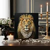 DIY Pearl Painting Crown Lion for Home Wall Decor with Frame(25x25cm)