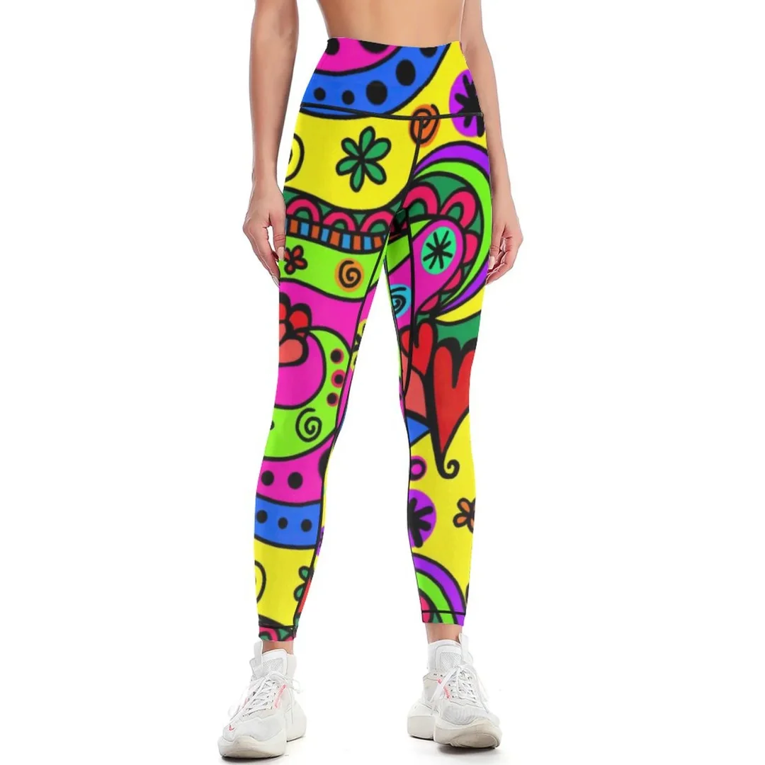 Colorful Psychedelic Yoga Pants Women Casual High Waisted Workout Running Leggings
