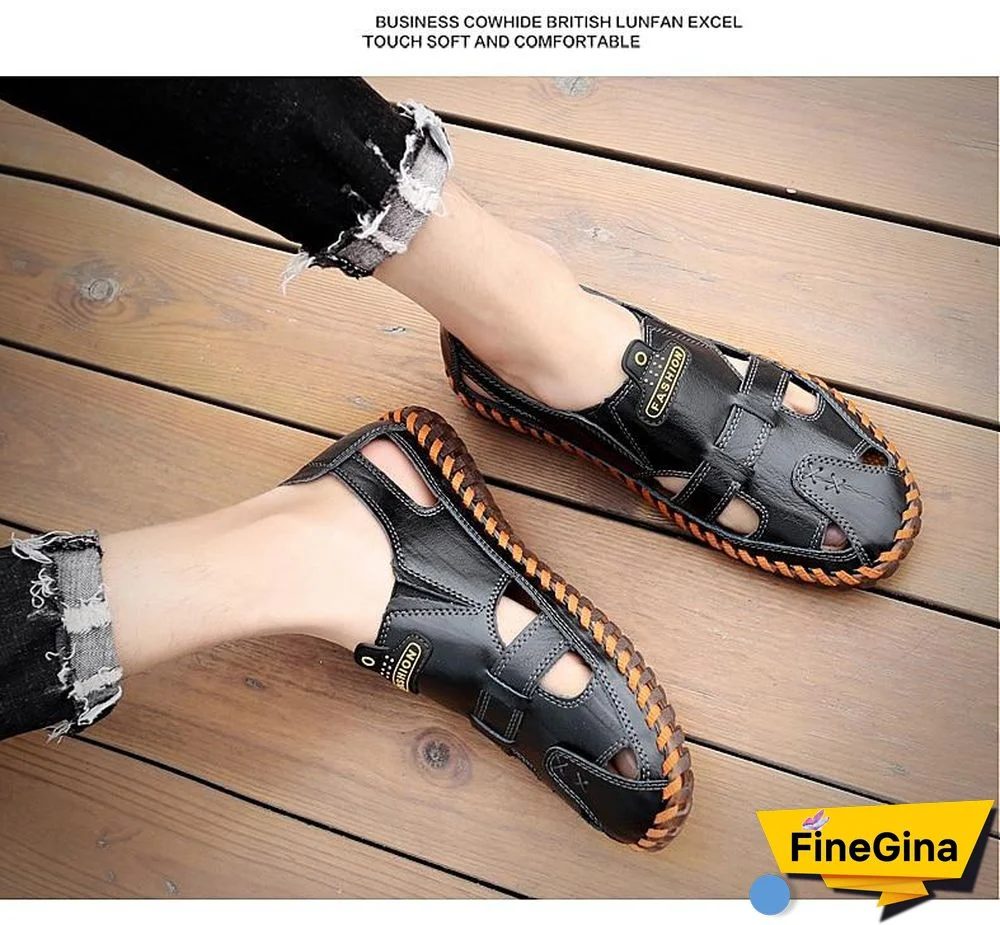 Leather Men Sandals Outdoor Flip Flop Casual Shoes Men Shoes