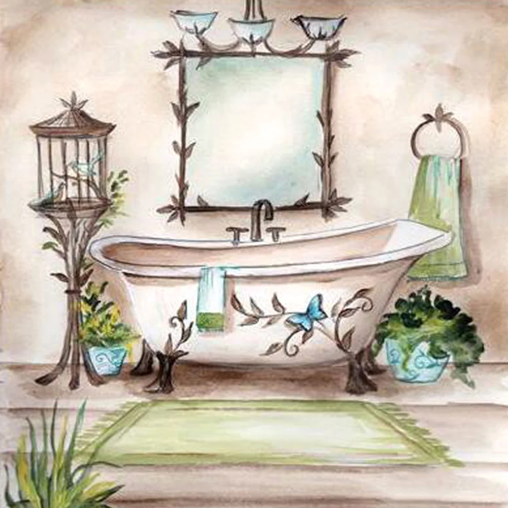 Diamond Painting - Full Round/Square Drill - Bathtub(30*30 - 50*50cm)