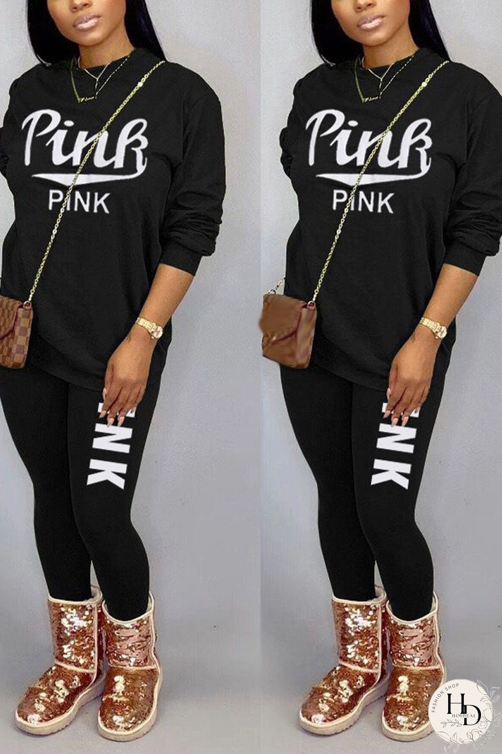 Casual Print Letter O Neck Long Sleeve Regular Sleeve Regular Two Pieces