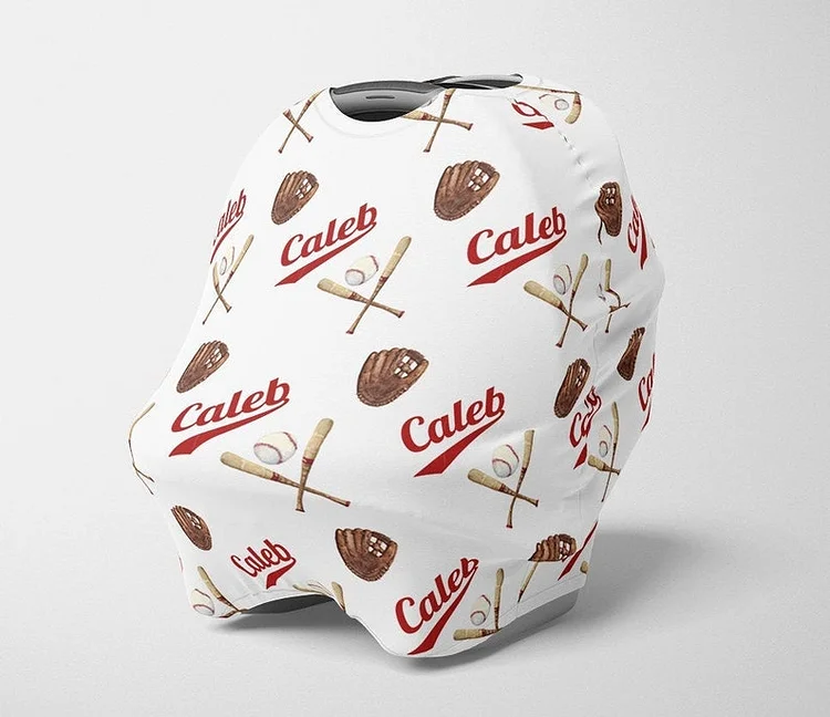 Personalized Baby Baseball Car Seat Canopy| Canopyl02