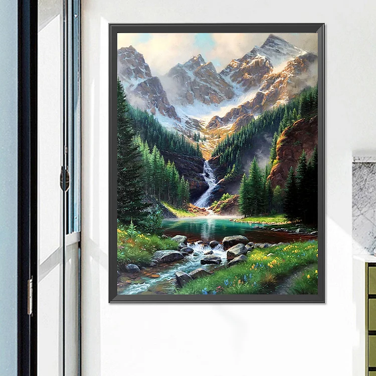 Woodland Waterfall - Full Square - Diamond Painting (70*50cm)