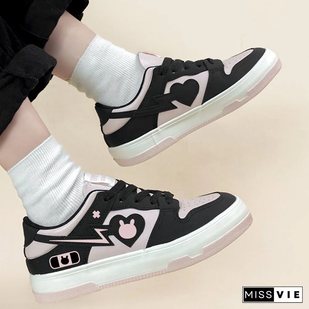 Love Heart Bunny Platform Round Toe Sneakers