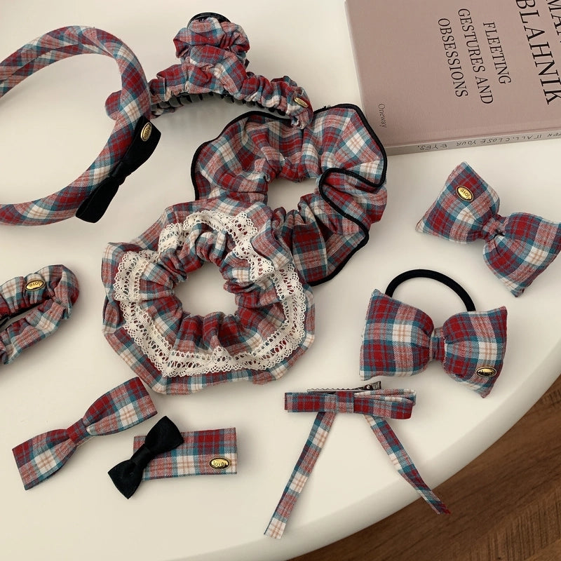 Vintage Style Lady Women’s Lattice Bow Knot Cloth Hair Clip Hair Band Hair Claws