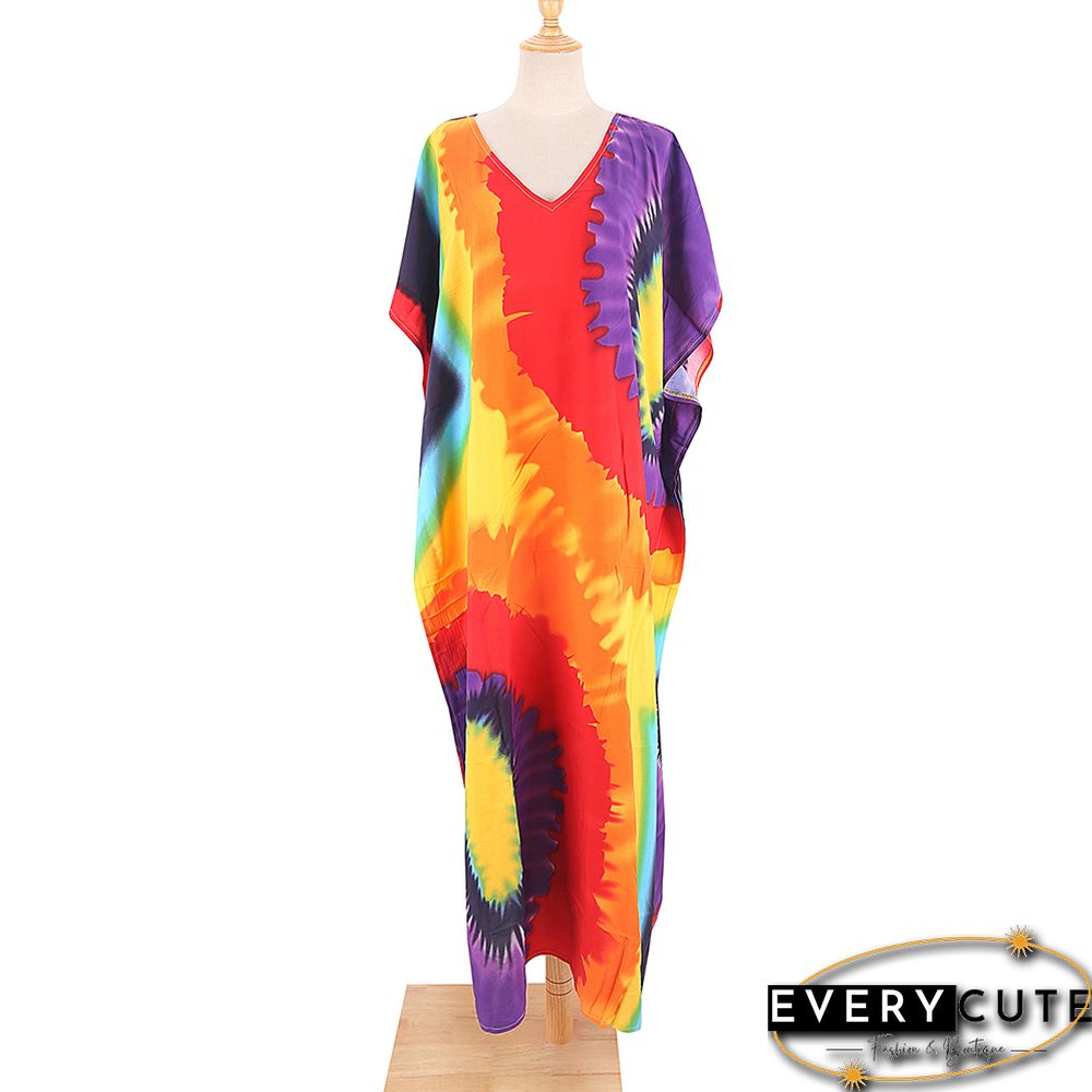 Yellow Graffiti Loose Beach Kimono Dress