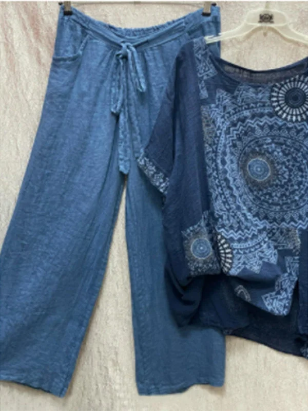Women's Graphic Printed Scoop Neck Half Sleeve Sets