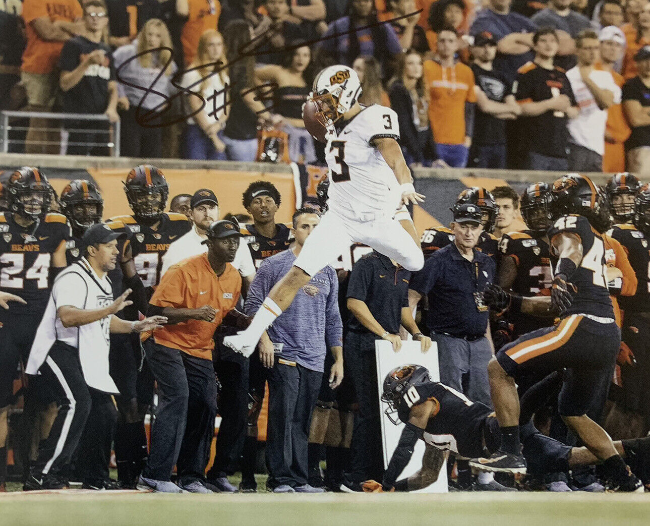 SPENCER SANDERS HAND SIGNED 8x10 Photo Poster painting OKLAHOMA STATE QB FOOTBALL AUTOGRAPH