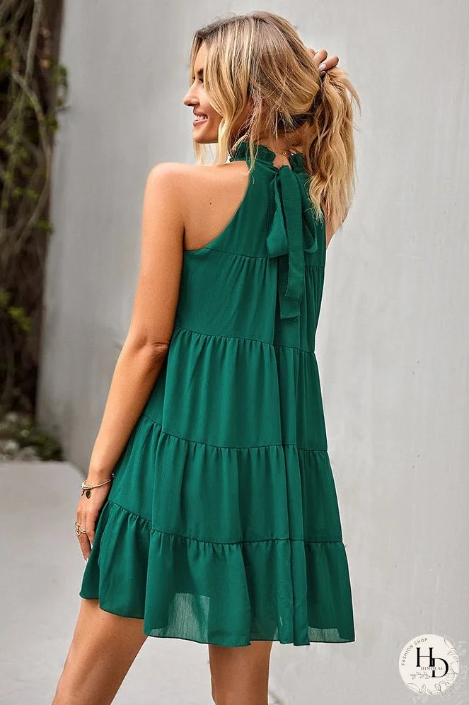 Green Sleeveless Mini A-Line Dress