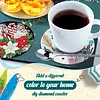 8Pcs Snowman DIY Wood Diamond Painting Coasters Kit with Round Base