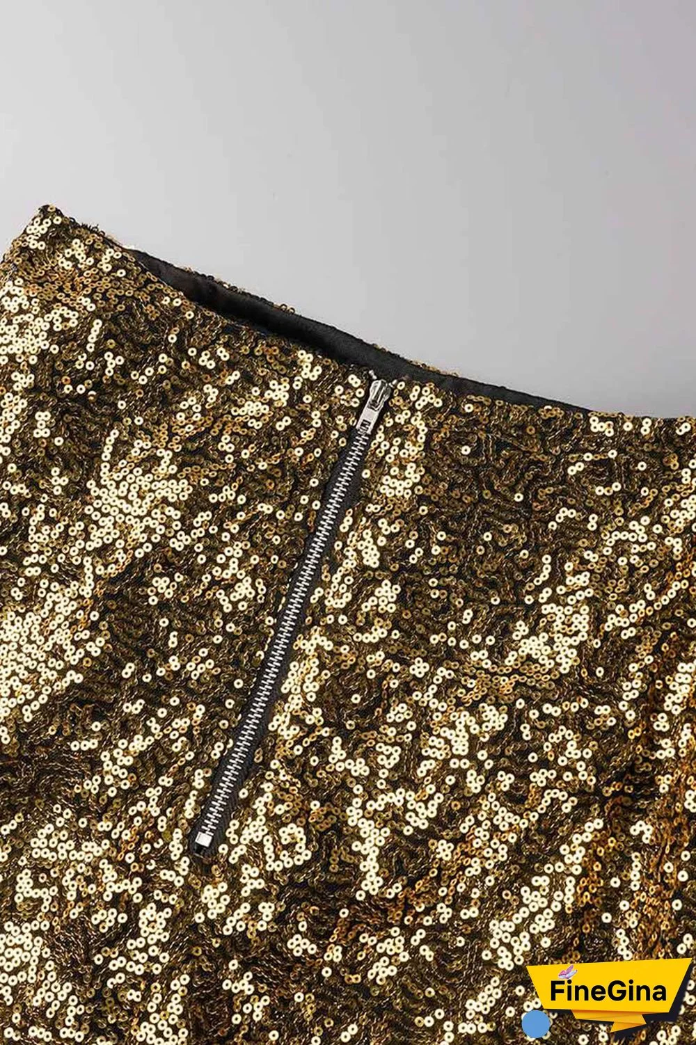 Champagne Sexy Solid Sequins Patchwork O Neck Long Sleeve Two Pieces