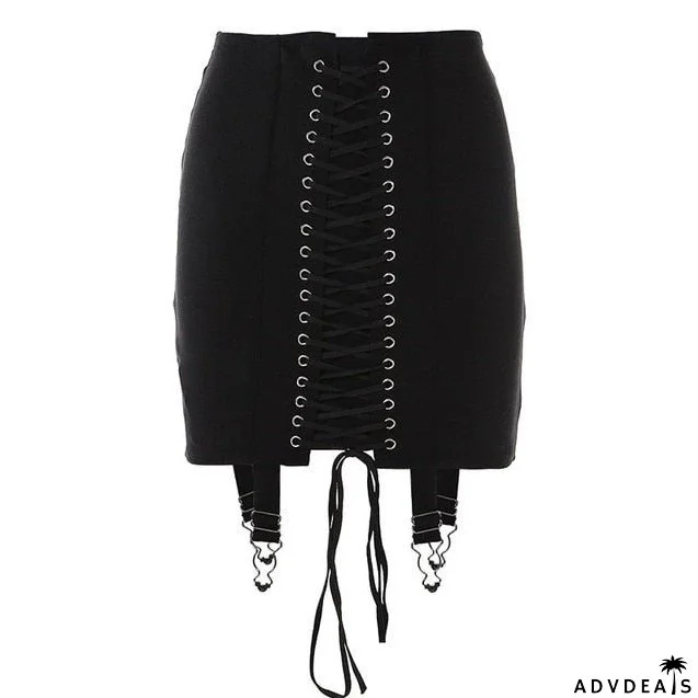 Lace Tie Stylish Up Bodycon Skirt