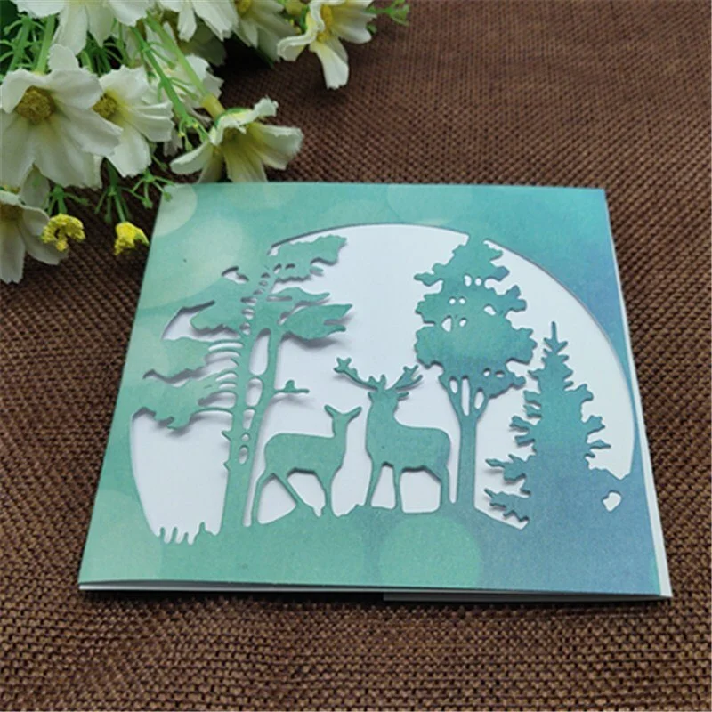 Christmas Tree Animal Deer Frames Metal Cutting Dies Stencils Die Cut for DIY Scrapbooking Album Paper Card