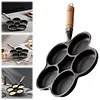 5 Round Holes Egg Frying Pan Cast Iron Omelet Pan for Gas Stove Induction Cooker