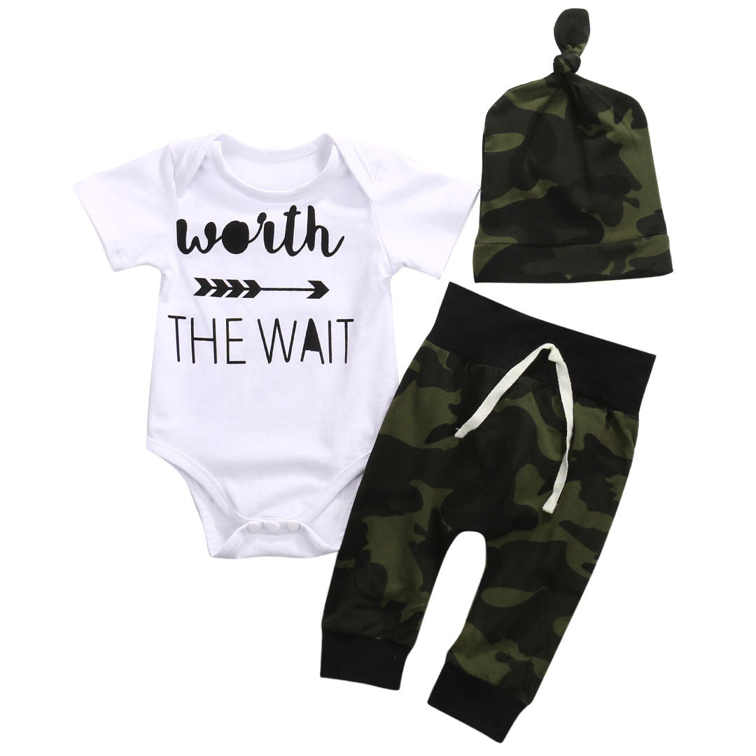 Newborn Baby Boy Girl Clothes Set Bodysuits Army Green Pant Jumpsuit Bodysuit Children Clothing Boys Girls Costume 0-18Months-Mayoulove