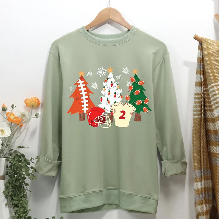 Football Christmas Tree Women Casual Sweatshirt-0019997